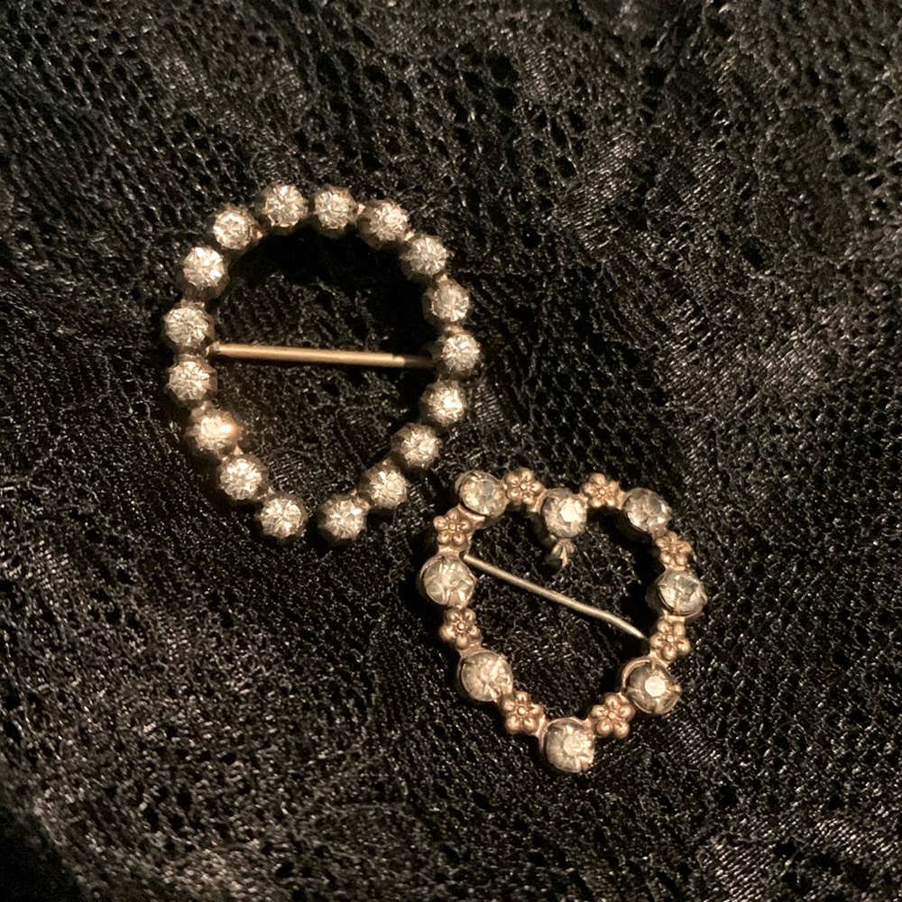 Rare finds. Pair of Antique Paste Rhinestone Victorian Era Pins